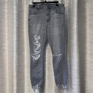 American Eagle Gray Ripped Jeans